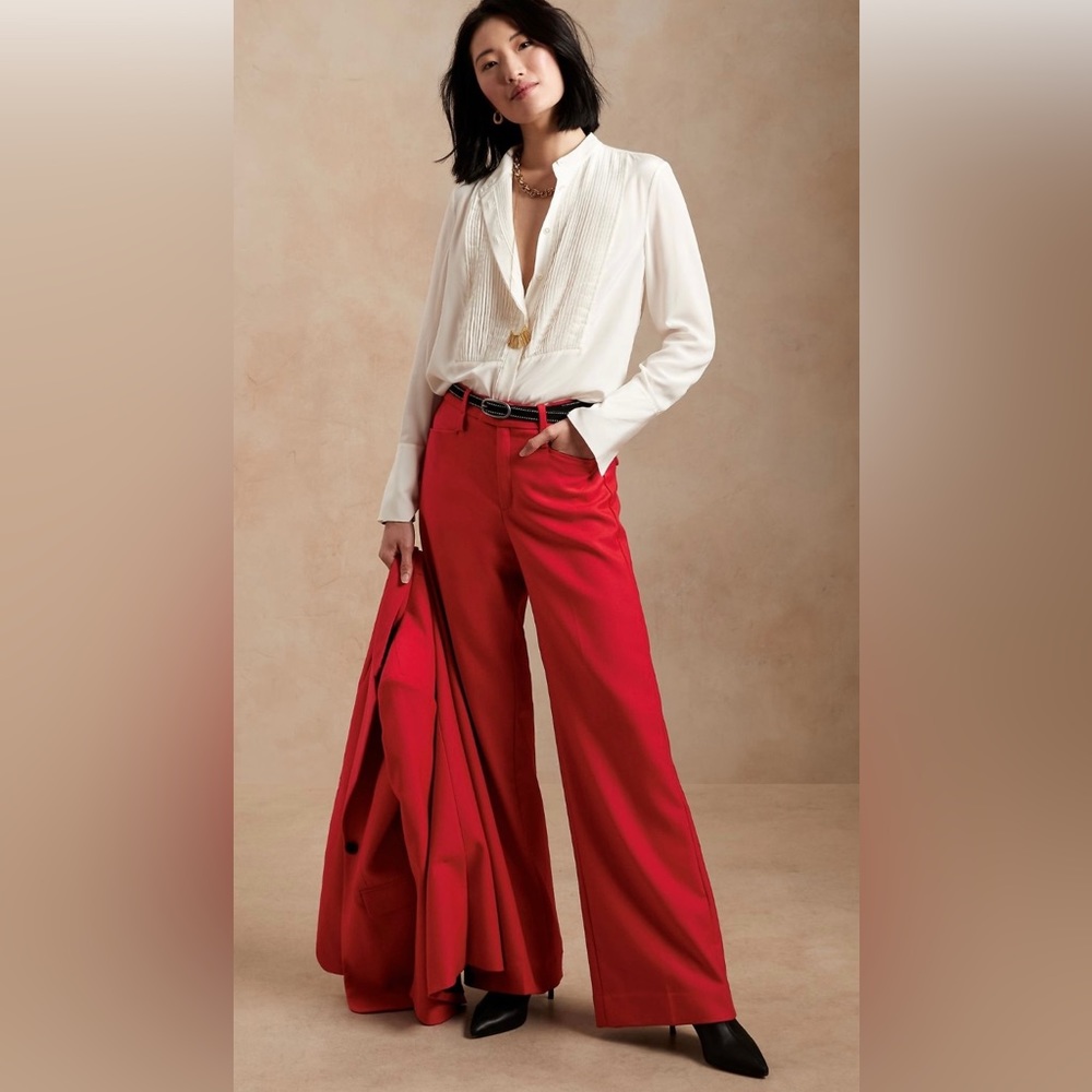 NWT Banana Republic Lido Wide-Leg Italian Wool Pant size 2